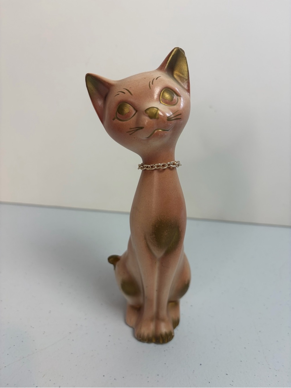 Vintage Mid Century Modern MCM Pink Atomic Cat Figurine Statue Cats 1960s Japan